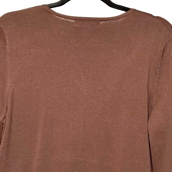 August Silk Silk Blend Chocolate Brown Long Sleeve Button Front Cardigan Sweater - Picture 8 of 11